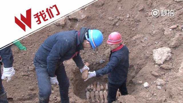 延安一拆迁工地发现600多枚废旧炮弹