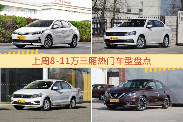 8-11万三厢车型上周热度排行揭晓，卡罗拉领跑