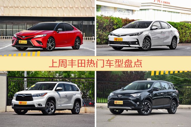 一周热度排行：丰田旗下车型中凯美瑞、卡罗拉、汉兰达位列三甲