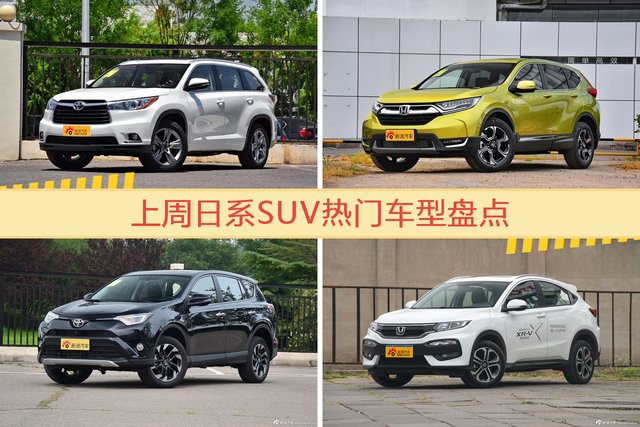 一周日系SUV车型热度排行出炉，汉兰达夺冠