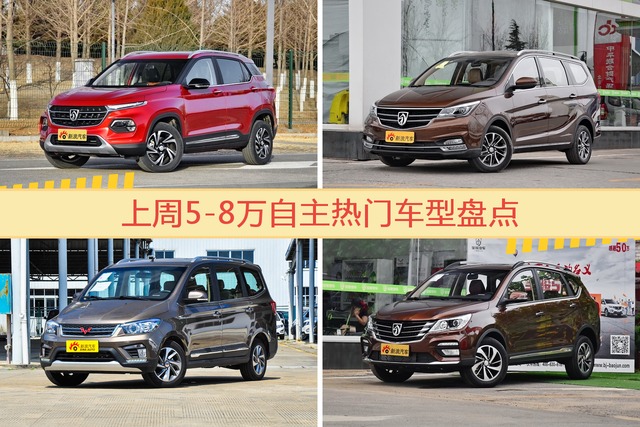 5-8万自主车型上周热度排行揭晓，宝骏510领跑