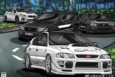 好看的汽车图片：斯巴鲁插画分享，repost