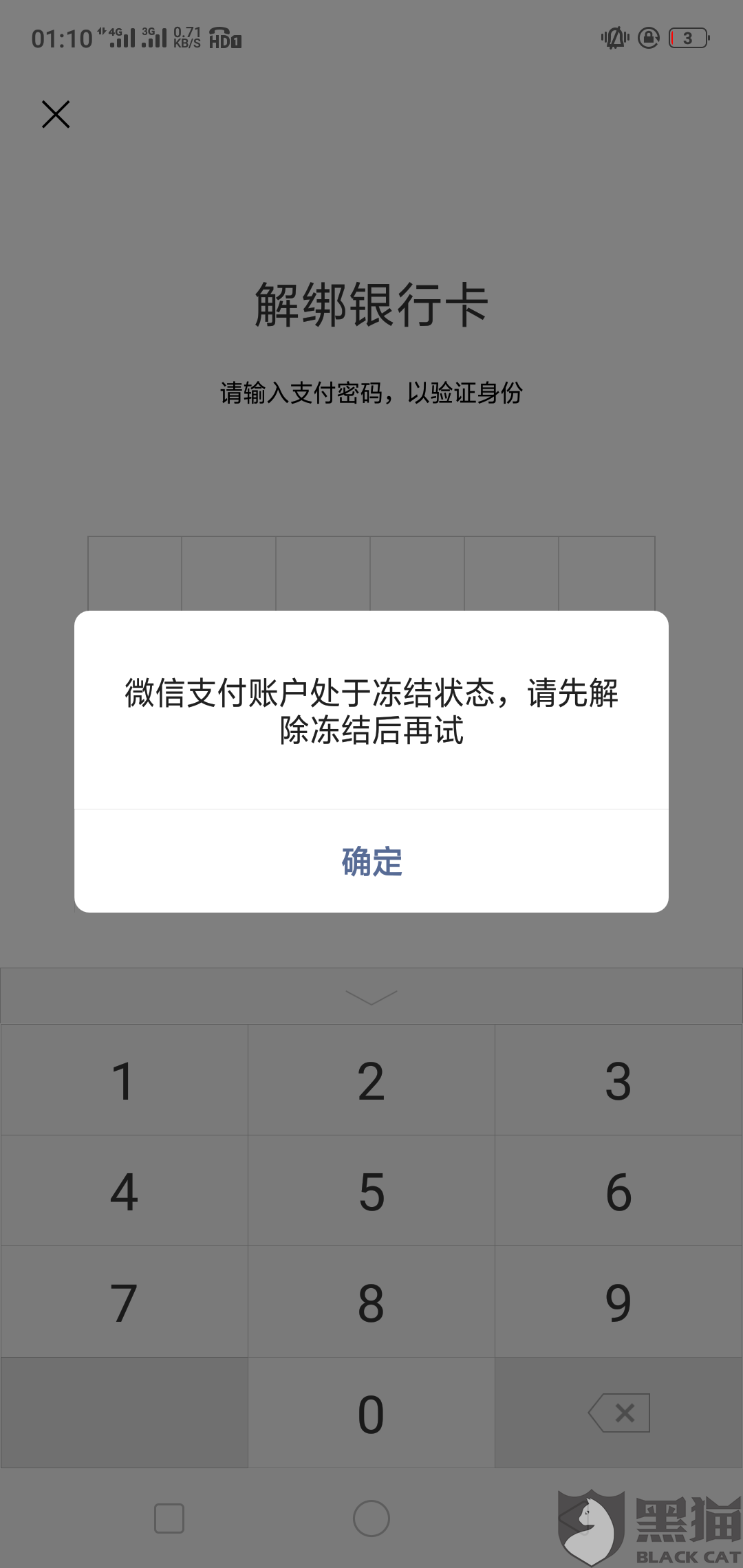 黑猫投诉解除微信支付冻结