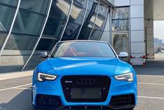 奥迪S5敞篷，3.0T原车白色贴冰淇淋蓝已变更 napa真皮红内