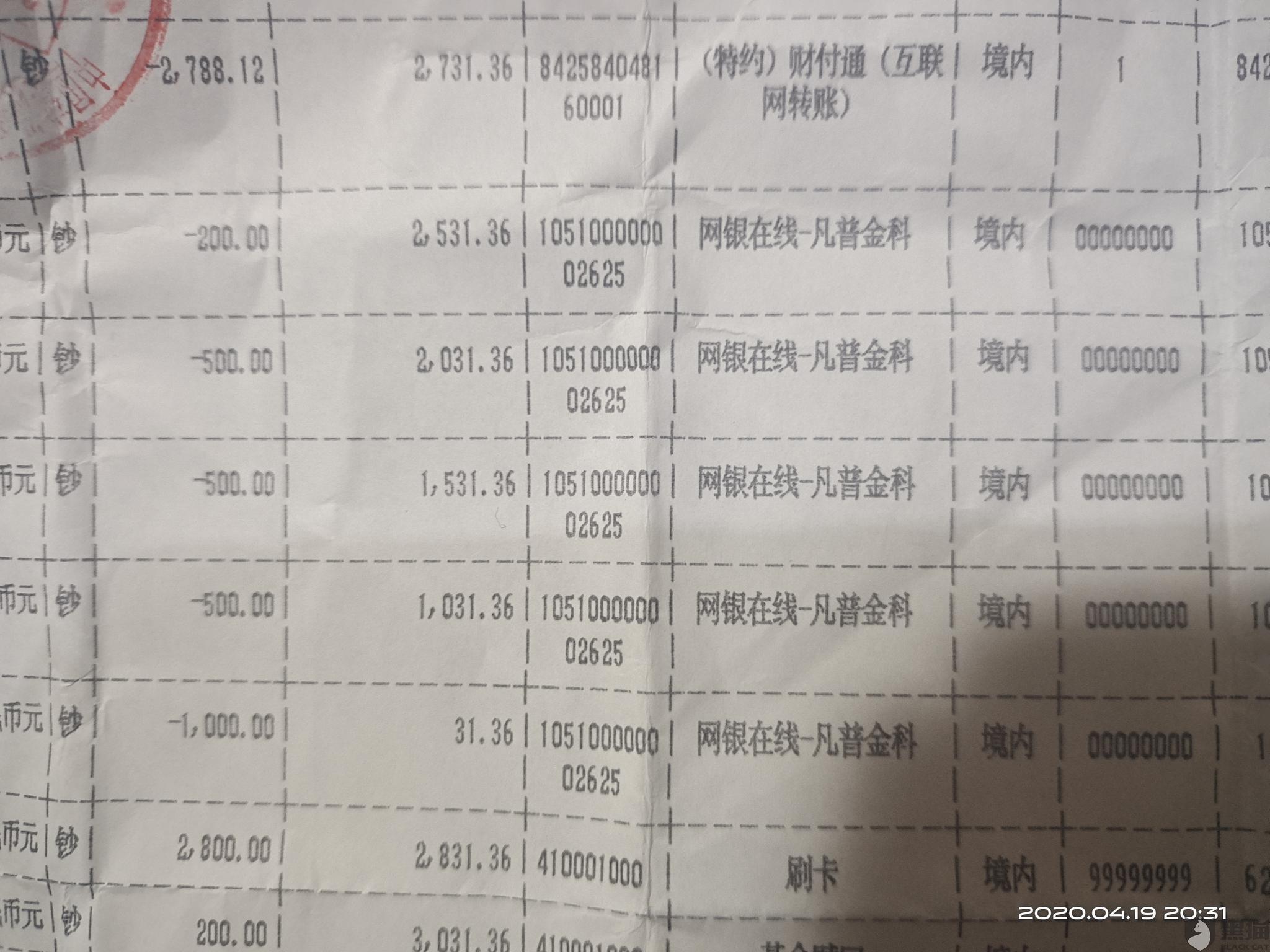 黑猫投诉:建设银行卡被凡普金科刷了5次款,,本人根本不知情