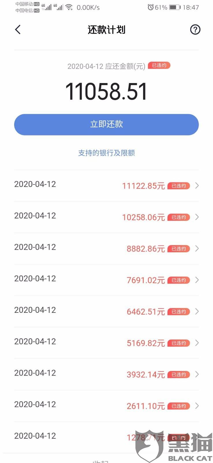 之前的还款记录都很正常,没有出现逾期,2020年3月10日还款日,当期还款