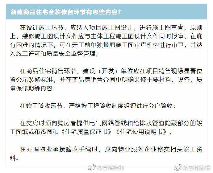 重磅!昆明将加强商品房精装修质量监管!新管理办法6月1日起试行