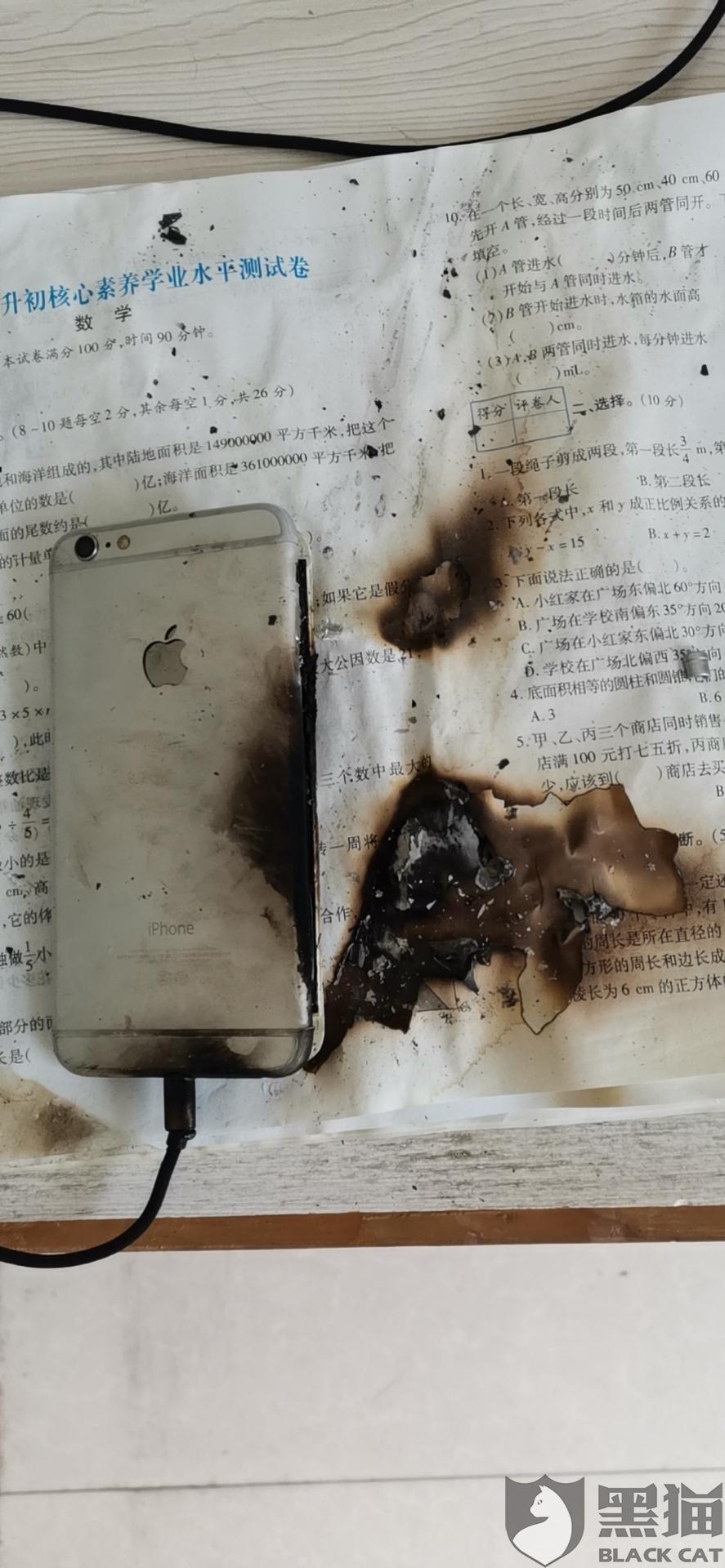 黑猫投诉pantoscopic旗舰店购买苹果手机电池爆炸起火