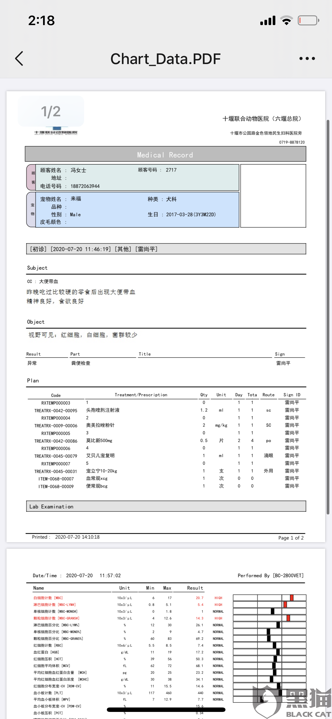 黑猫投诉:狗狗吃了他们销售的零食 便血情况严重导致肠胃炎