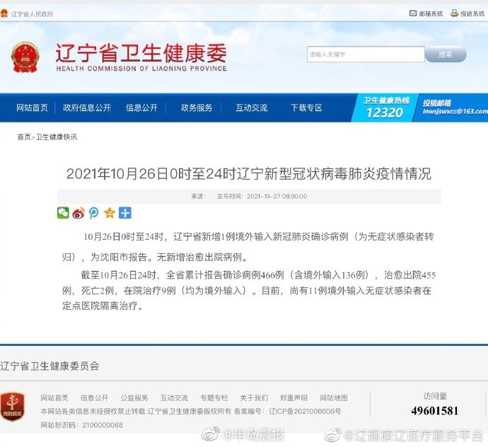 辽宁省新增新冠肺炎肺炎确诊病例6例(轻度病例1例-【辽宁省新增6例本土确诊病例