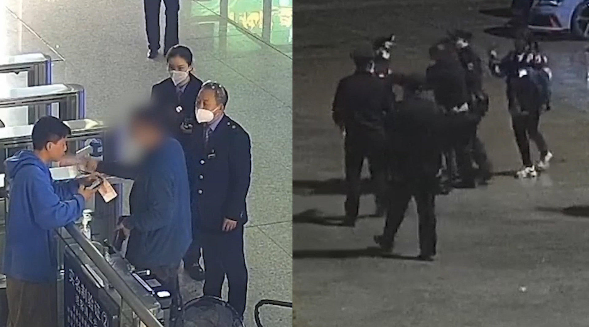 醉汉强闯高铁站检票口