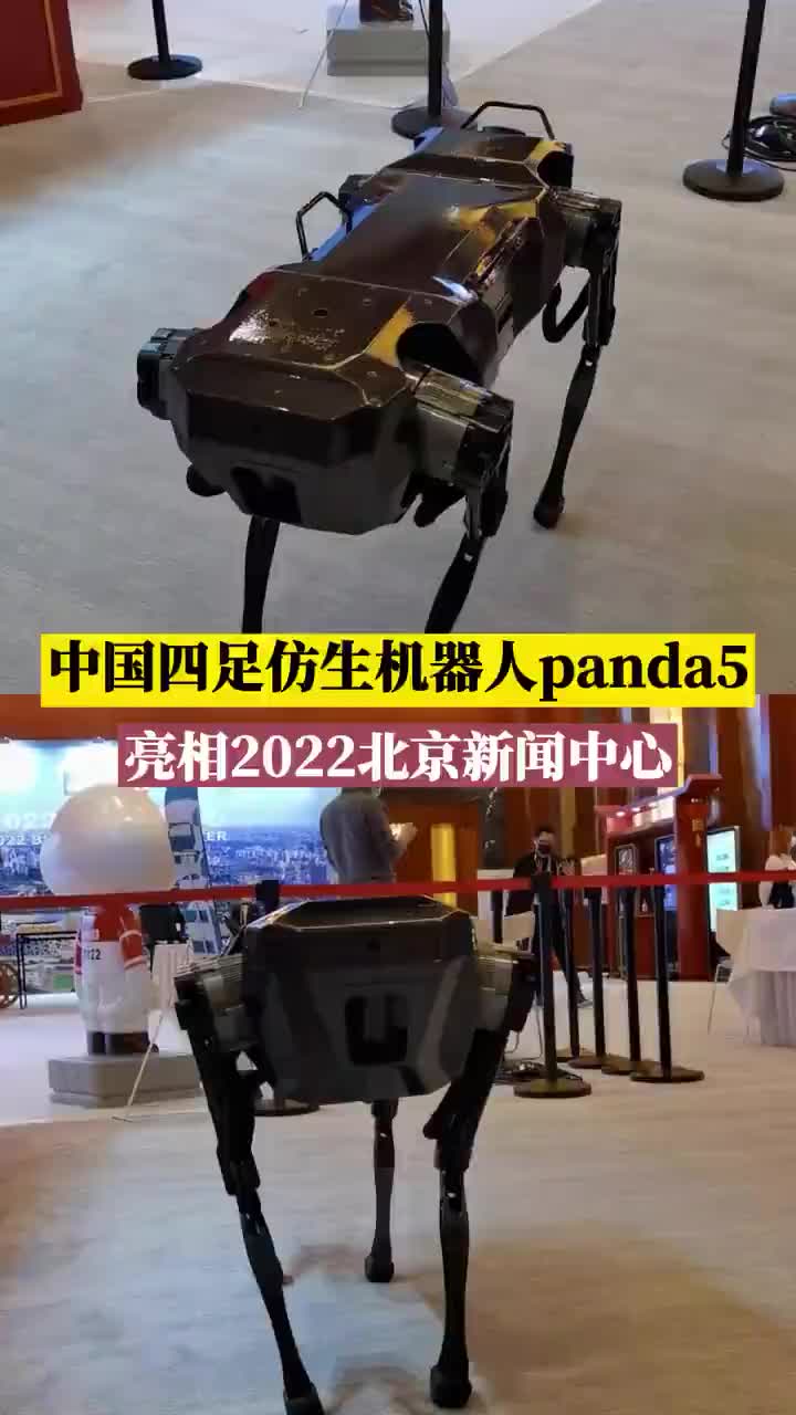 中国四足仿生机器人panda5在2022北京新闻中心亮相