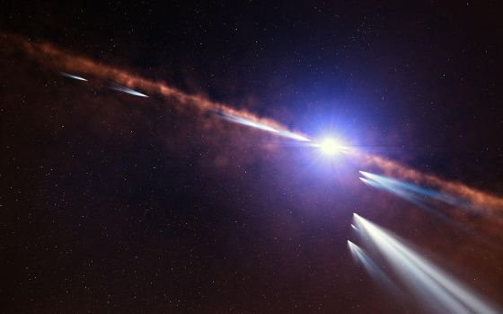 绘架座β周围两种彗星的艺术想象图 绘架座β周围两种彗星的艺术想象图