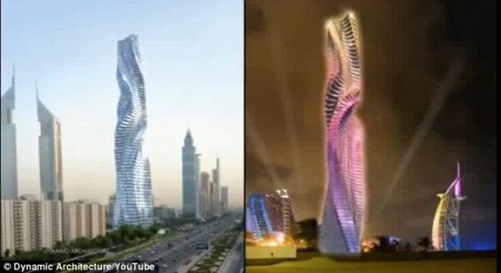意大利一位建筑师为包括伦敦、巴黎、迪拜和莫斯科在内的城市设计一系列旋转的摩天大楼。每层都由每隔90分钟绕一个混凝土中心旋转的公寓组成。 意大利一位建筑师为包括伦敦、巴黎、迪拜和莫斯科在内的城市设计一系列旋转的摩天大楼。每层都由每隔90分钟绕一个混凝土中心旋转的公寓组成。