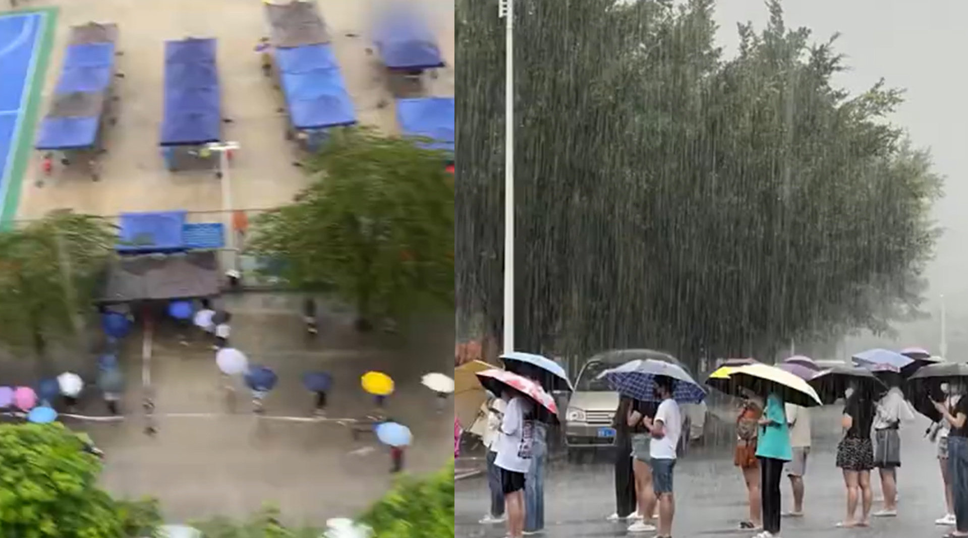三亞市民游客打傘雨中做核酸
