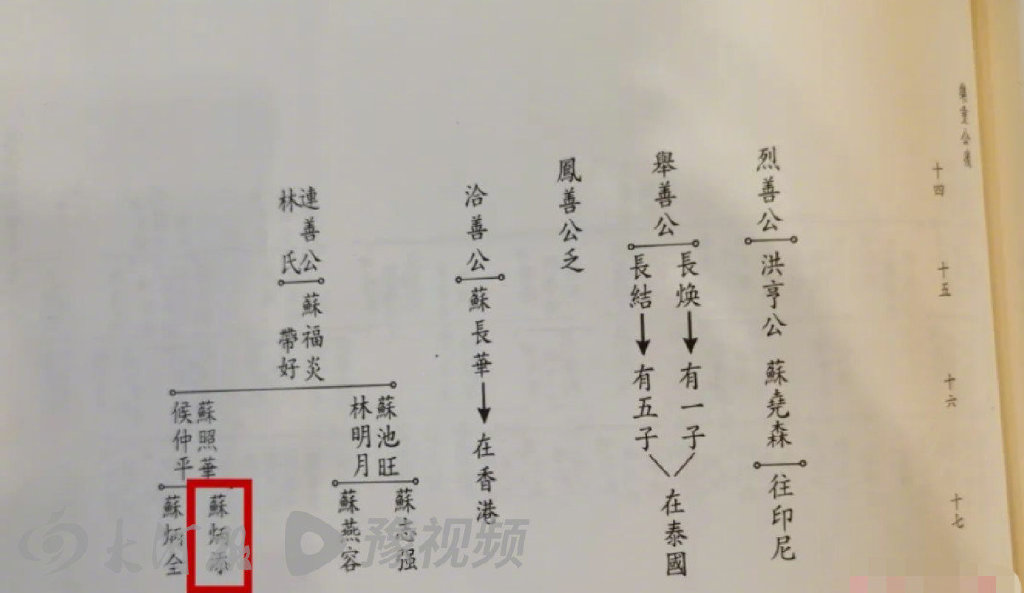 蘇炳添在古鎮古一村蘇氏族譜中(圖片來源網絡)