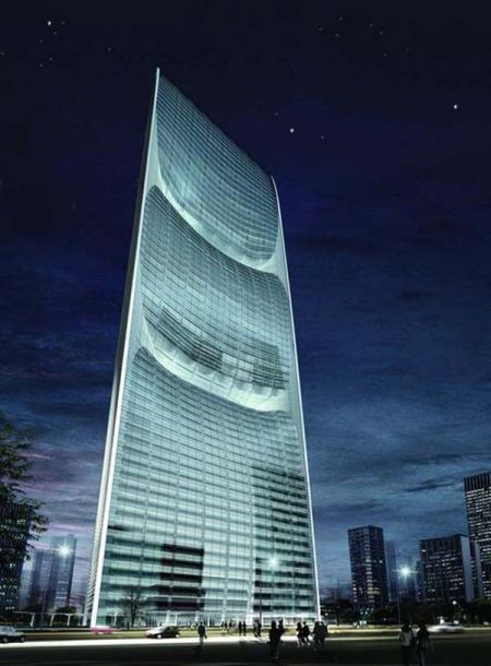 广州珠江大厦，号称有史以来最节能的超级摩天大楼。珠江大厦配有风力涡轮机、太阳能电池板、遮阳装置、智能照明系统、水冷式天花板以及最先进的隔热隔声装置，高达310米的珠江大厦其设计目标是减少一半相同规模的大厦能耗，为地球上的所有高楼大厦设定了一个新的自给自足的基准。