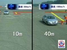 一辆时速为50公里的汽车的刹车距离需要10米，但时速100公里的刹车距离是前者的4倍，需要40米左右。