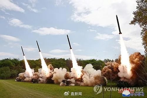 朝中社4月23日發佈的核反擊模擬綜合戰術訓練現場照。圖源：朝中社