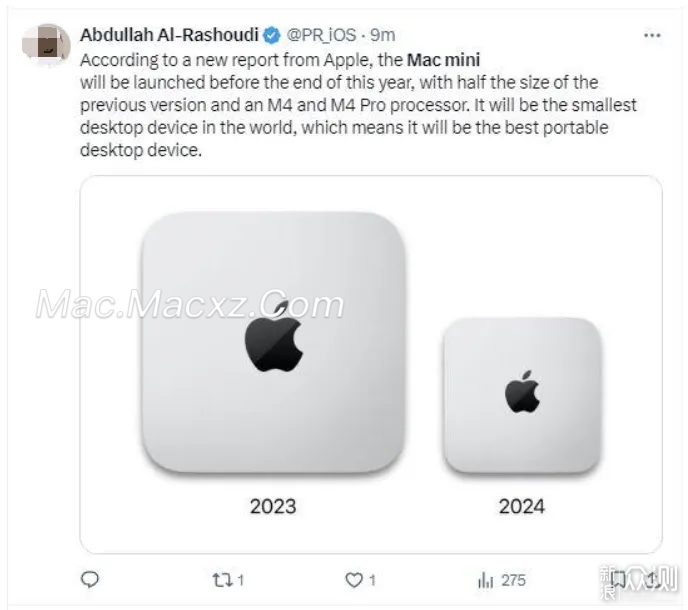 Apple將推出史上最小Mac mini 將搭載M4芯片_新浪眾測