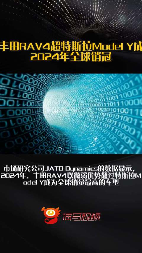 丰田RAV4超特斯拉Model Y成2024年全球销冠