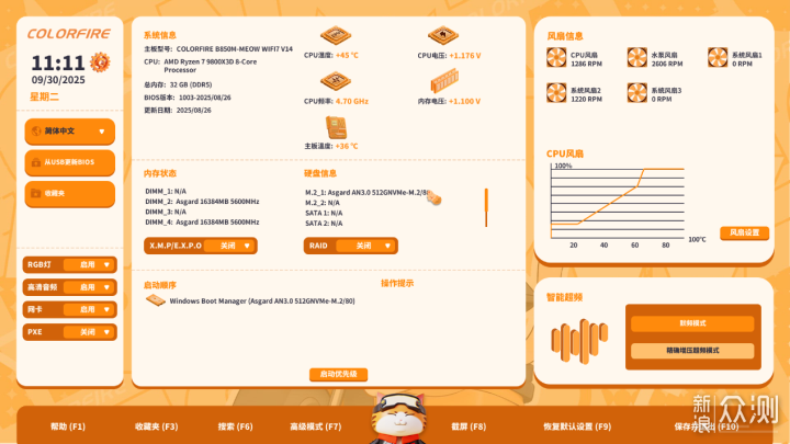 性價比拉滿,七彩虹B850M MEOW WIFI7主板測試_新浪眾測