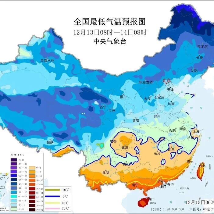 寒潮、大风、大雾预警齐发，江淮、江南、华南等地降温可达10℃，低温0℃线将南压至浙江、江西、湖北一带