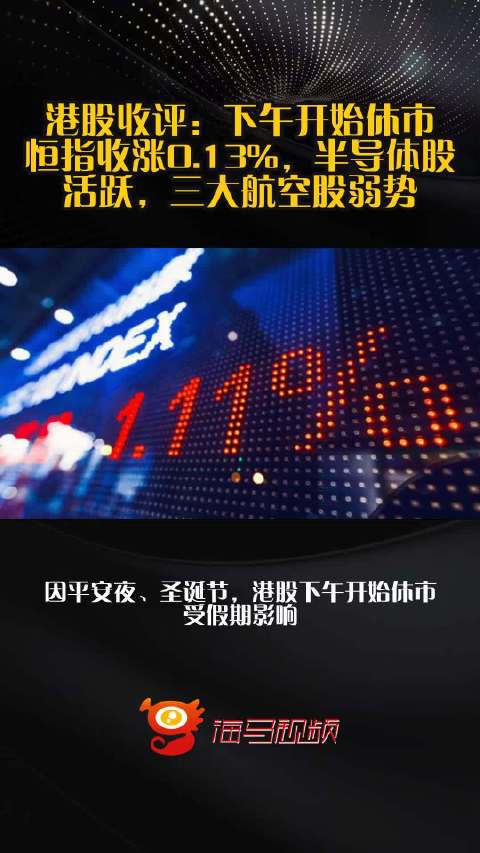港股收评：下午开始休市，恒指收涨0.13%，半导体股活跃，三大航空股弱势