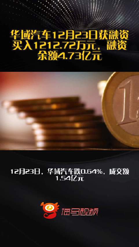 华域汽车12月23日获融资买入1212.72万元，融资余额4.73亿元