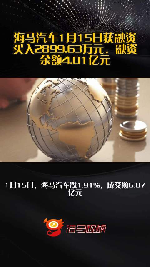 海马汽车1月15日获融资买入2899.63万元，融资余额4.01亿元