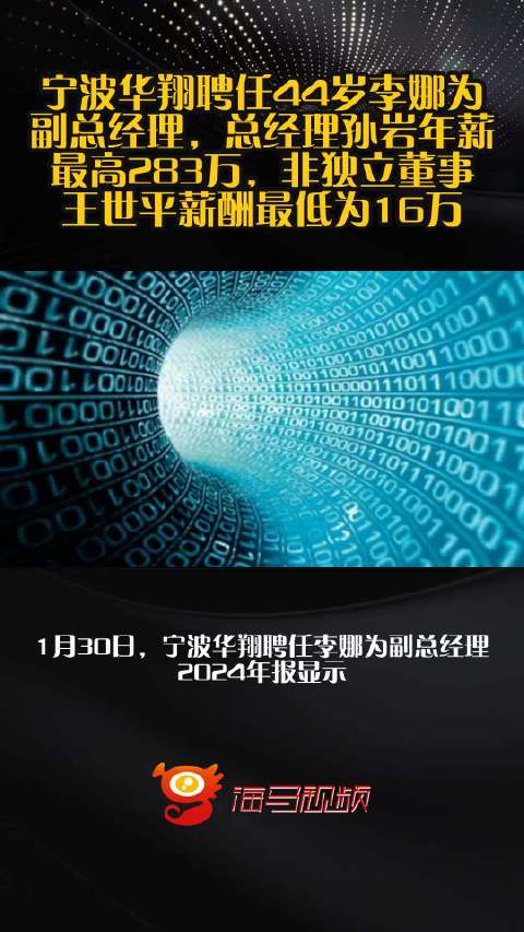 宁波华翔聘任44岁李娜为副总经理，总经理孙岩年薪最高283万，非独立董事王世平薪酬最低为16万