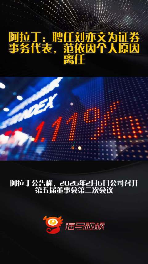 阿拉丁：聘任刘亦文为证券事务代表，范依因个人原因离任