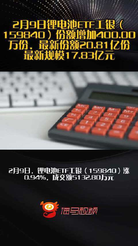 2月9日锂电池ETF工银（159840）份额增加400.00万份，最新份额20.81亿份，最新规模17.83亿元