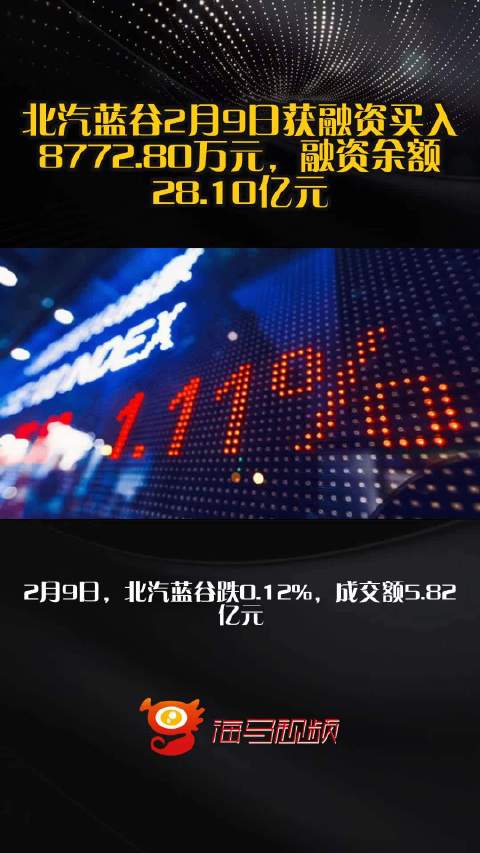 北汽蓝谷2月9日获融资买入8772.80万元，融资余额28.10亿元