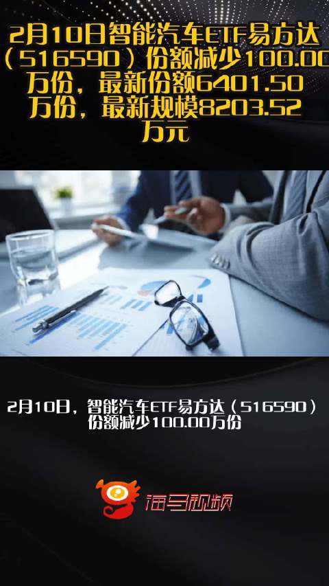 2月10日智能汽车ETF易方达（516590）份额减少100.00万份，最新份额6401.50万份，最新规模8203.52万元