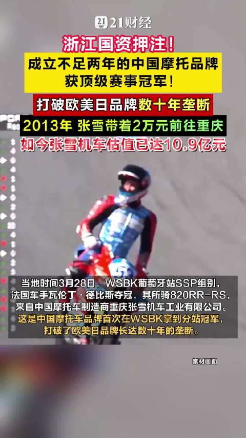 浙江国资押注！成立不足两年的中国摩托品牌获顶级赛事冠军