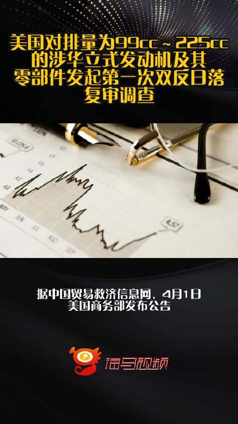 美国对排量为99cc～225cc的涉华立式发动机及其零部件发起第一次双反日落复审调查