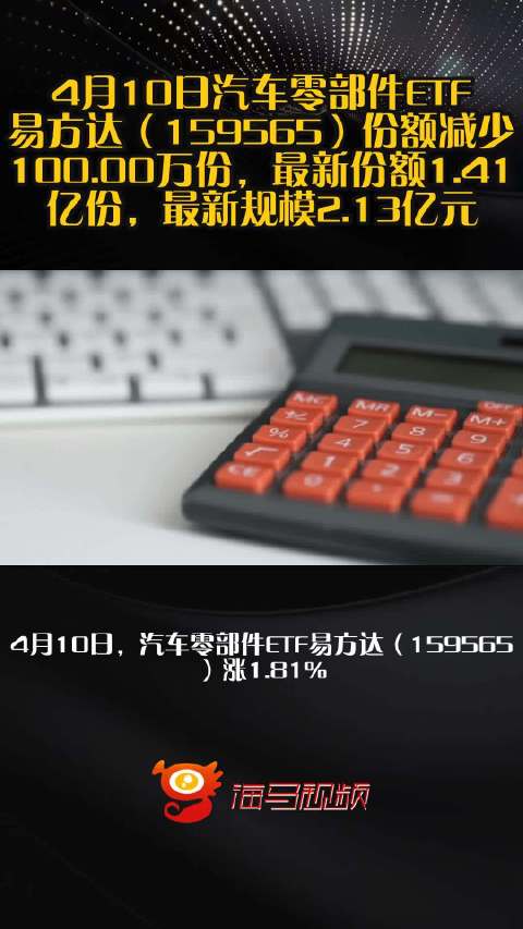 4月10日汽车零部件ETF易方达（159565）份额减少100.00万份，最新份额1.41亿份，最新规模2.13亿元