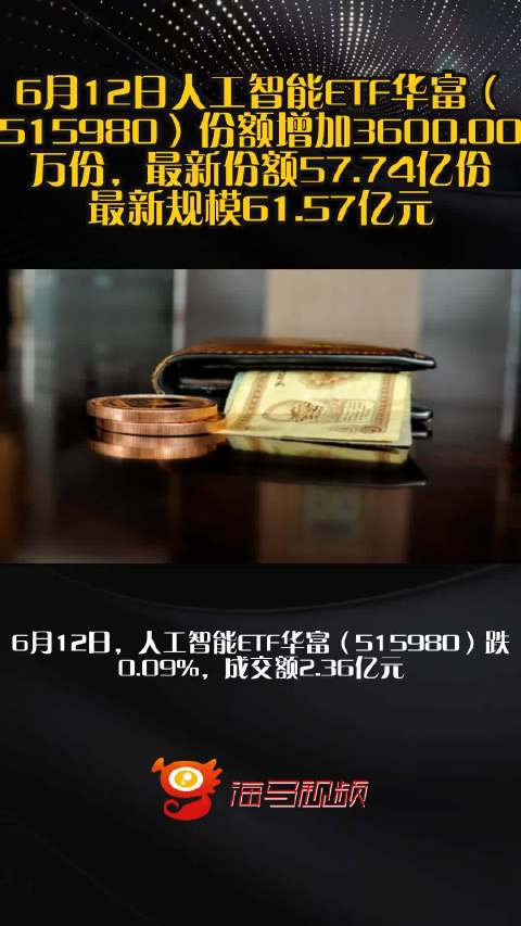 6月12日人工智能ETF华富（515980）份额增加3600.00万份，最新份额57.74亿份，最新规模61.57亿元