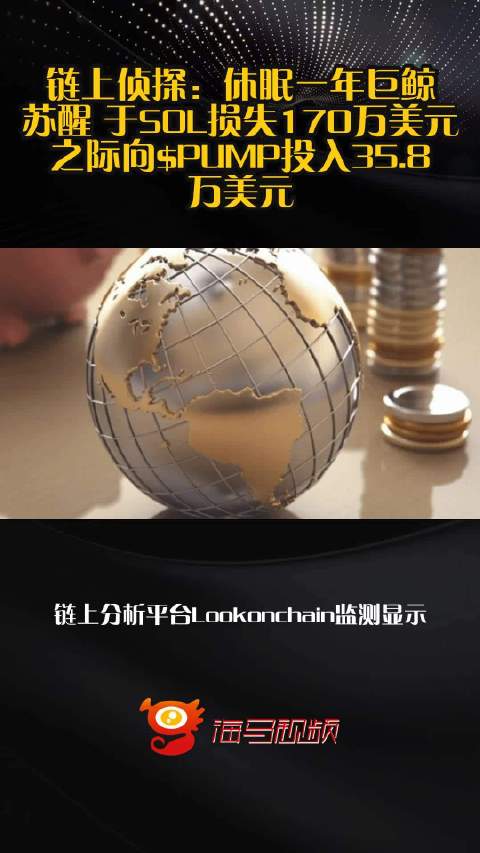 链上侦探：休眠一年巨鲸苏醒 于SOL损失170万美元之际向$PUMP投入35.8万美元