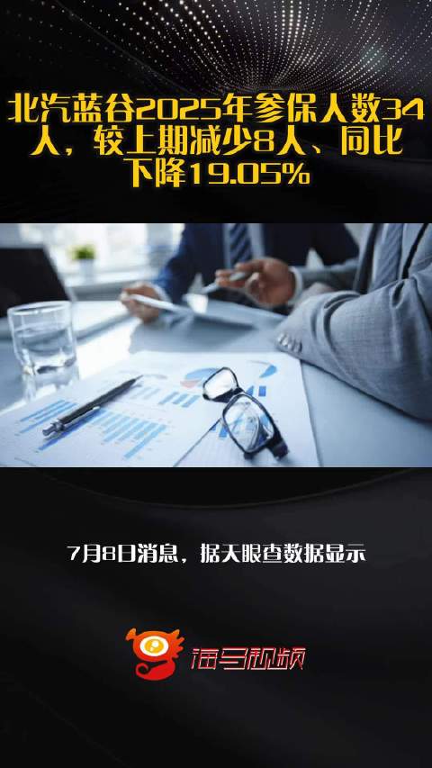 北汽蓝谷2025年参保人数34人，较上期减少8人、同比下降19.05%