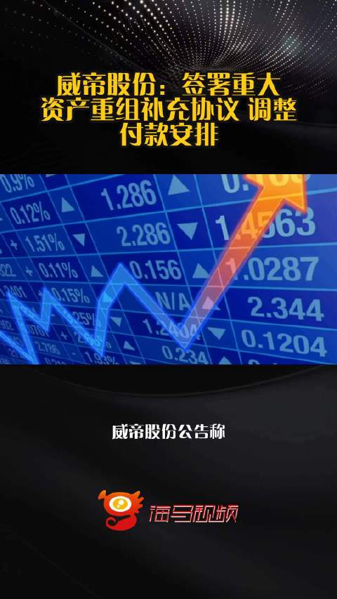 威帝股份：签署重大资产重组补充协议 调整付款安排