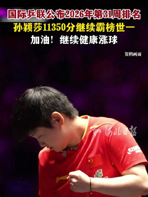 孙颖莎连续211周女单第一，王曼昱第二