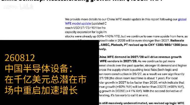 中国半导体设备国产化加速，2028年自给率升至52%