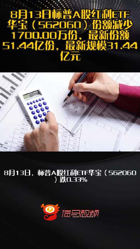 8月13日标普A股红利ETF华宝（562060）份额减少1700.00万份，最新份额51.44亿份，最新规模31.44亿元