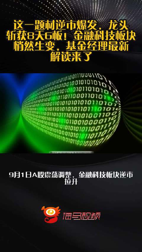 这一题材逆市爆发，龙头斩获8天6板！金融科技板块悄然生变，基金经理最新解读来了