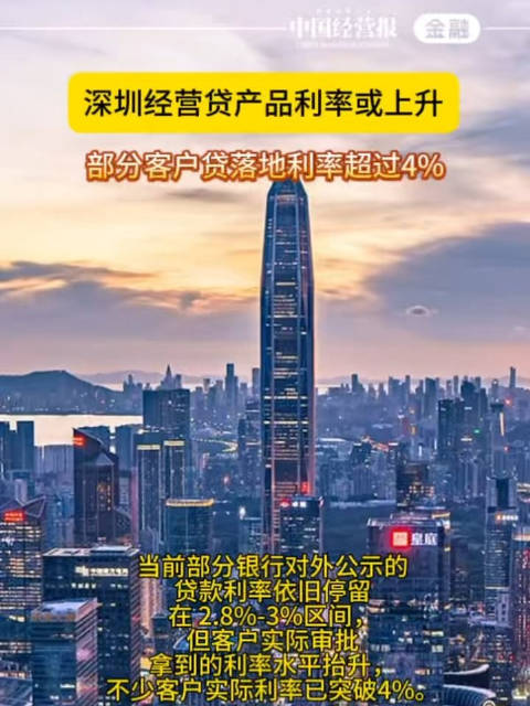 深圳经营贷产品利率或上升 ，部分客户贷落地利率达超过4%