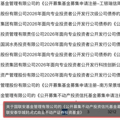 国联安泰华城商业不动产REIT已申报至证监会