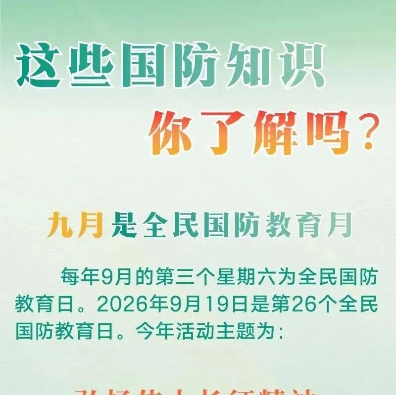 全民国防教育月｜这些国防知识与每个人有关！