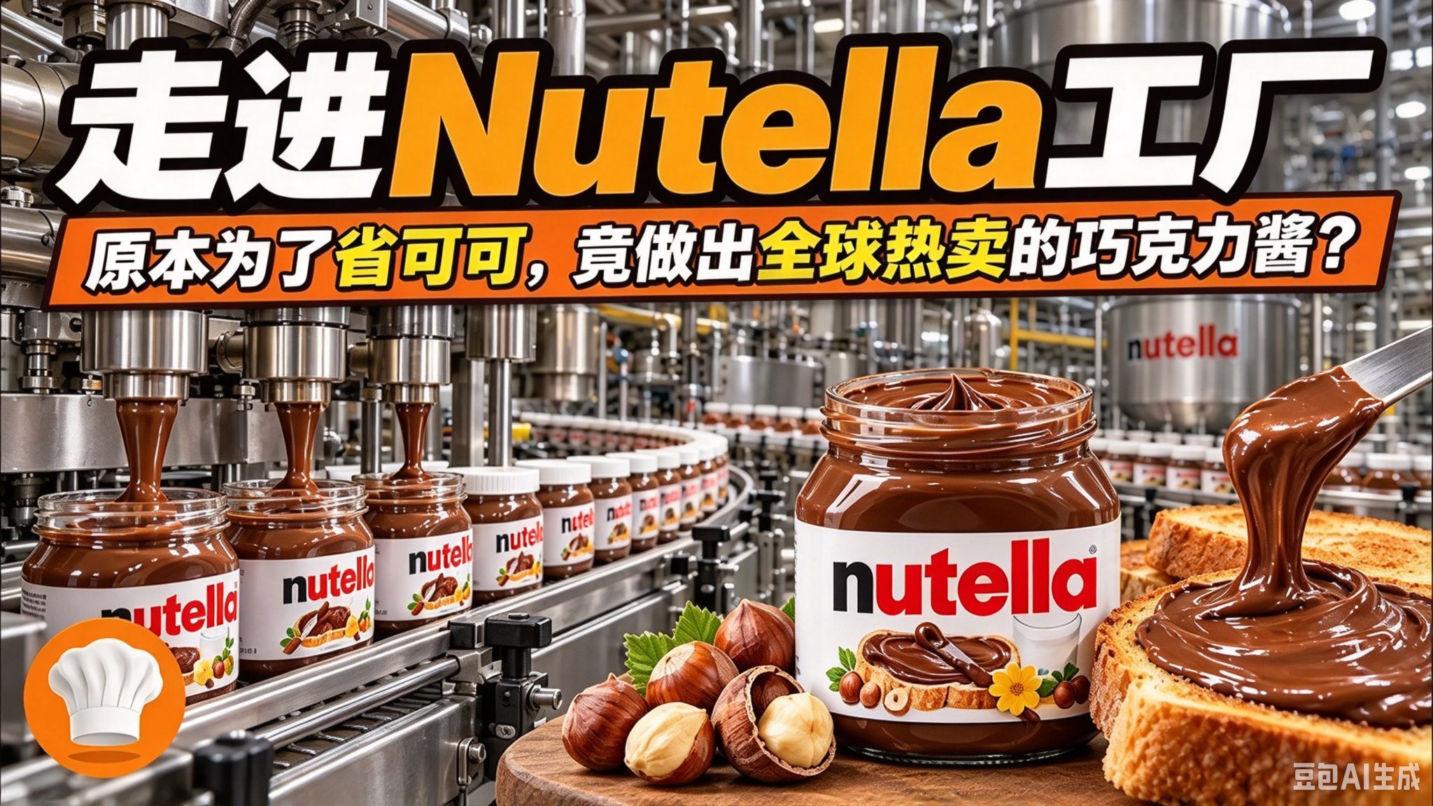Nutella竟是可可短缺下的替代配方！走进日产60万罐的工厂，从战后榛果膏到早餐抹酱，看13%榛果如何搭配糖、可可与棕